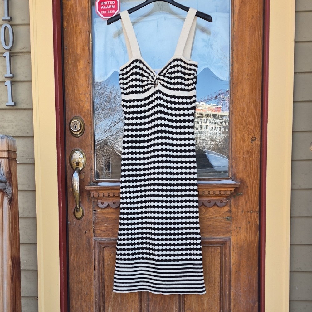 Ramy Brook Black and White Midi Dress